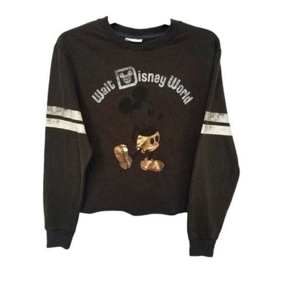 Crop Sweatshirt NWT Metallic Mickey - Picture 1 of 9